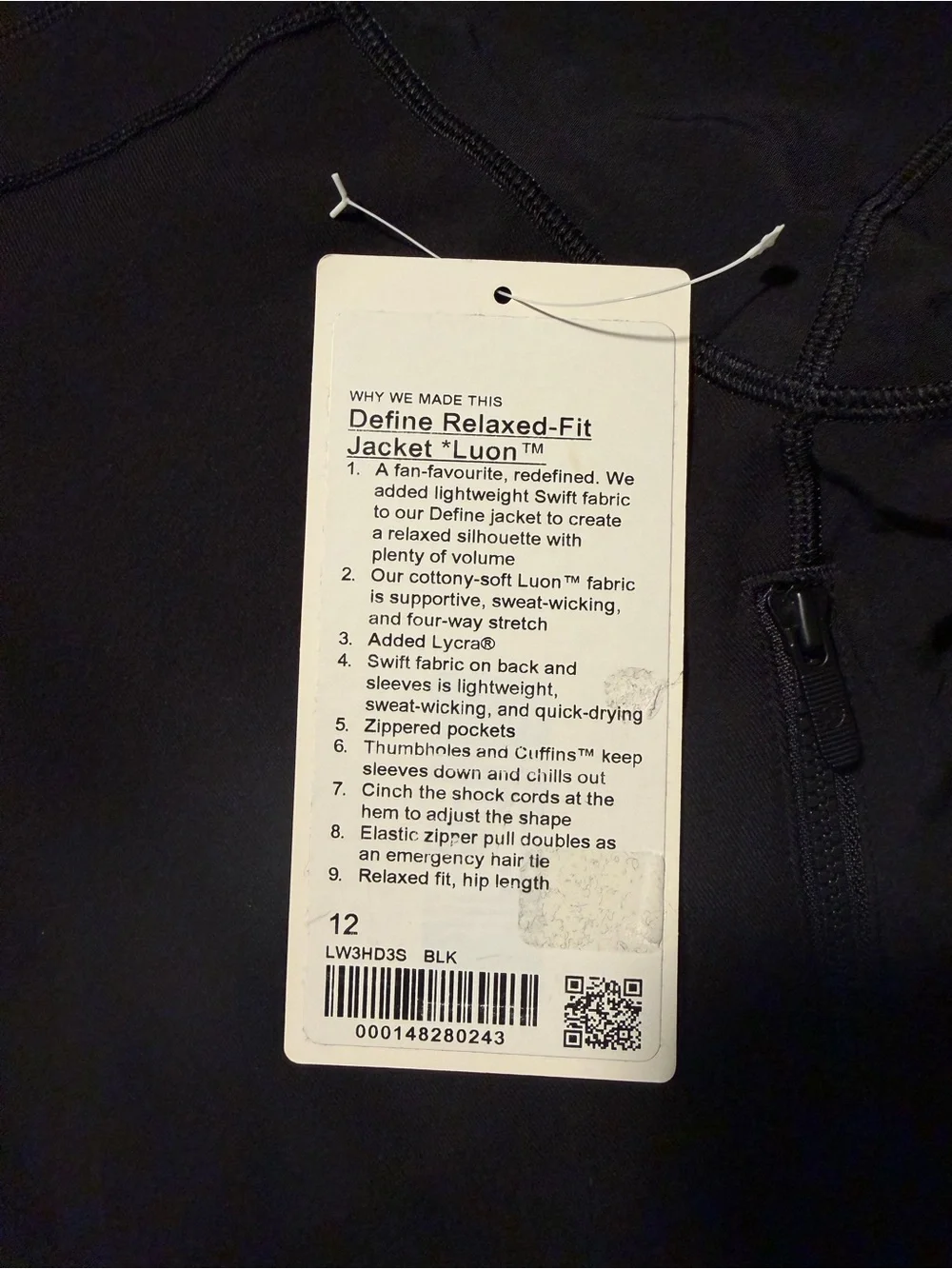 Lululemon Define Relaxed-Fit Jacket *Luon Black Size 12 NWT*Detached* - Picture 6 of 13